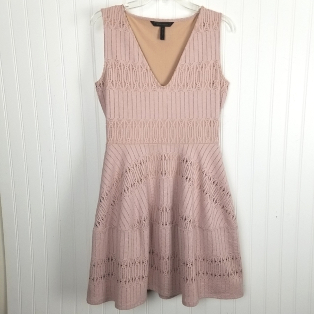 BCBGMaxAzria Amberly Dress A Line Mini Office Siren Stretch Pink Size Small - Picture 10 of 11